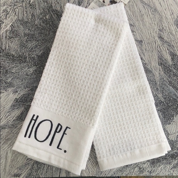 Rae Dunn Kitchen Towels Hope Faith (NWT)